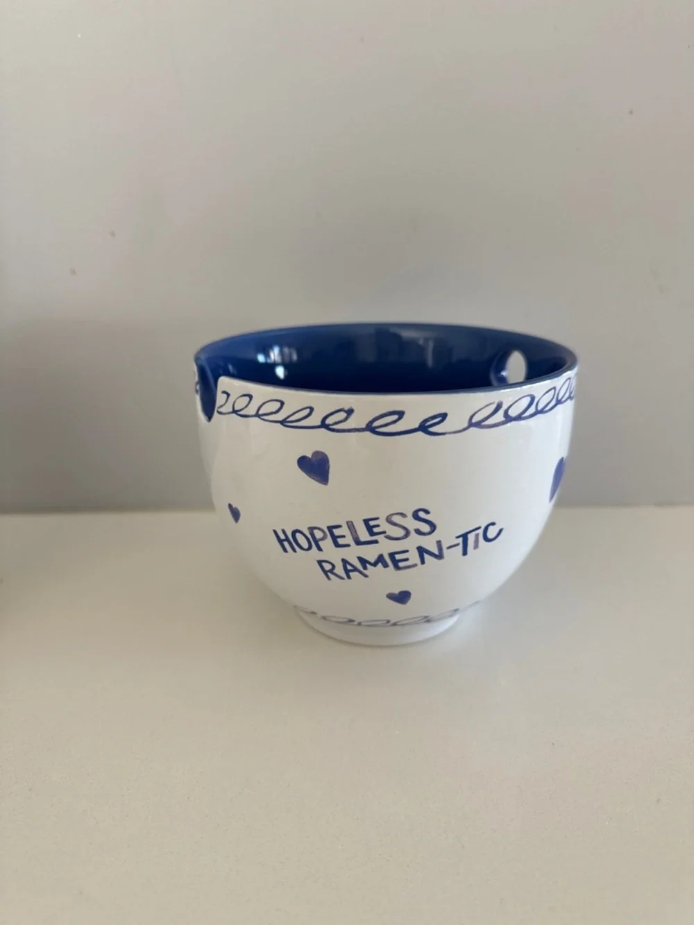 Urban Outfitters Blue and White Ramen Bowl